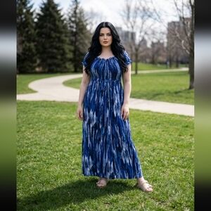 Ashley Stewart Blue and White Maxi Dress